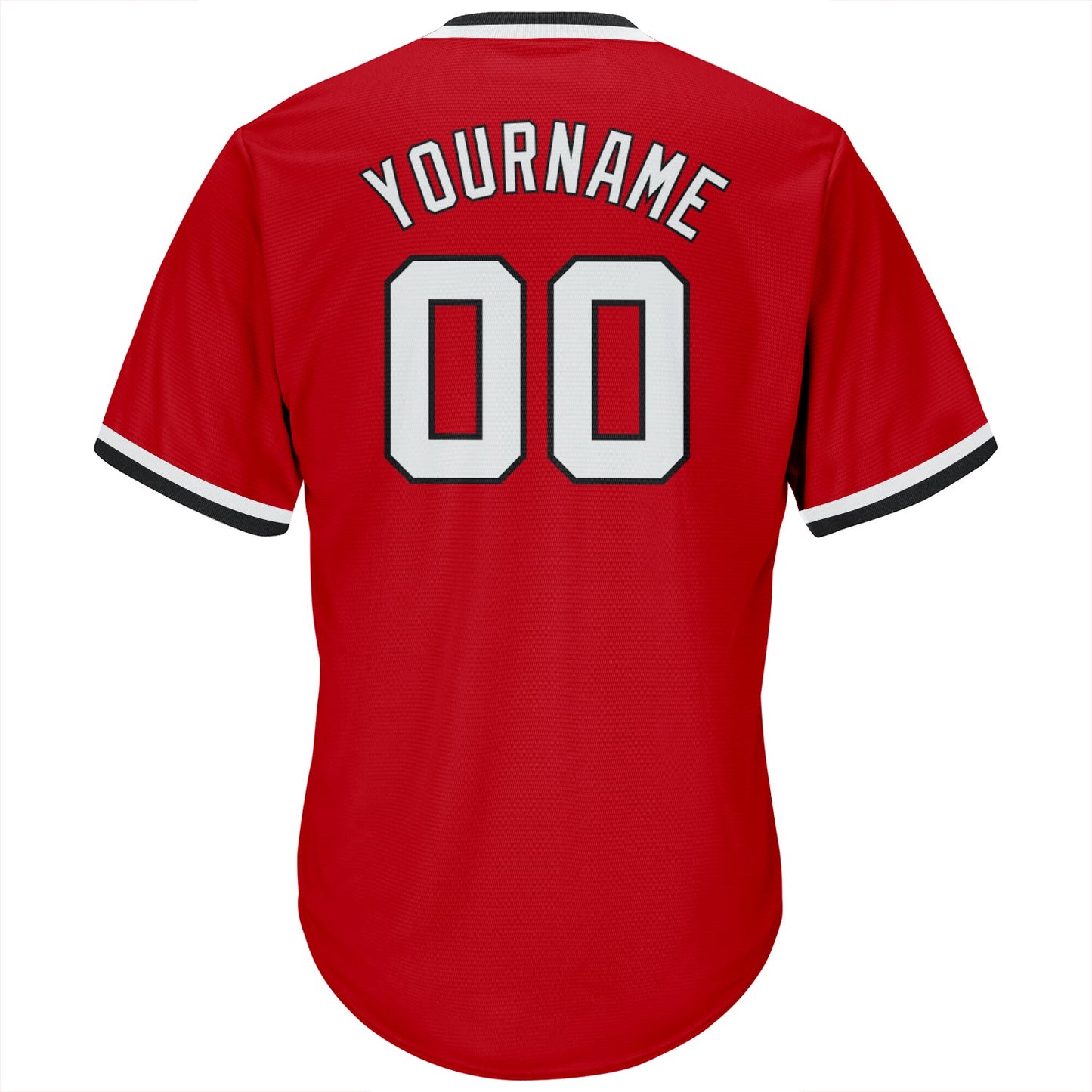 Custom Red White-Black Authentic Throwback Rib-Knit Baseball Jersey Shirt view 3