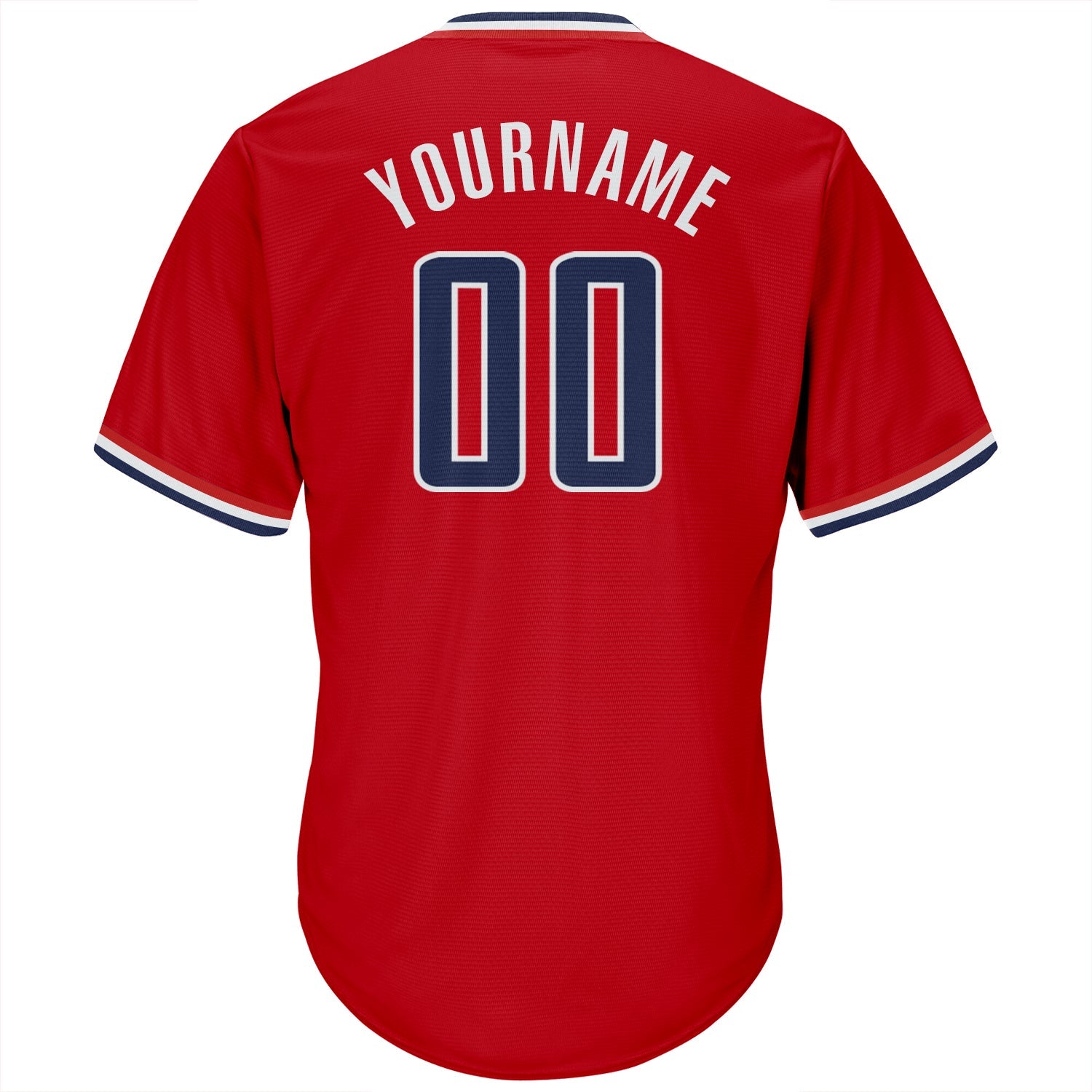 Custom Red Navy-White Authentic Throwback Rib-Knit Baseball Jersey Shirt view 3