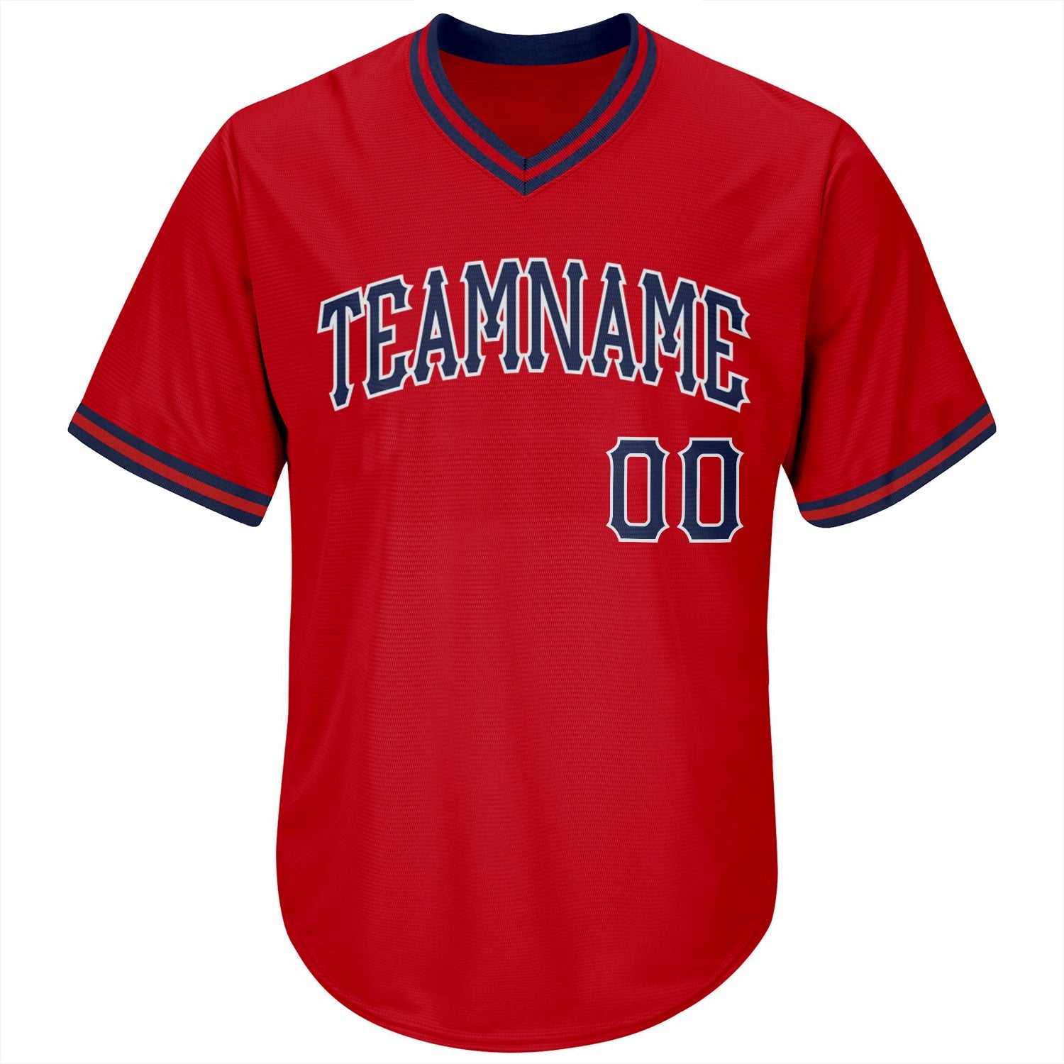 Custom Red Navy-White Authentic Throwback Rib-Knit Baseball Jersey Shirt view 2