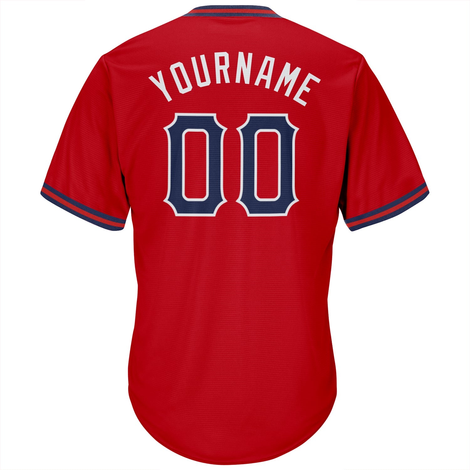 Custom Red Navy-White Authentic Throwback Rib-Knit Baseball Jersey Shirt view 3