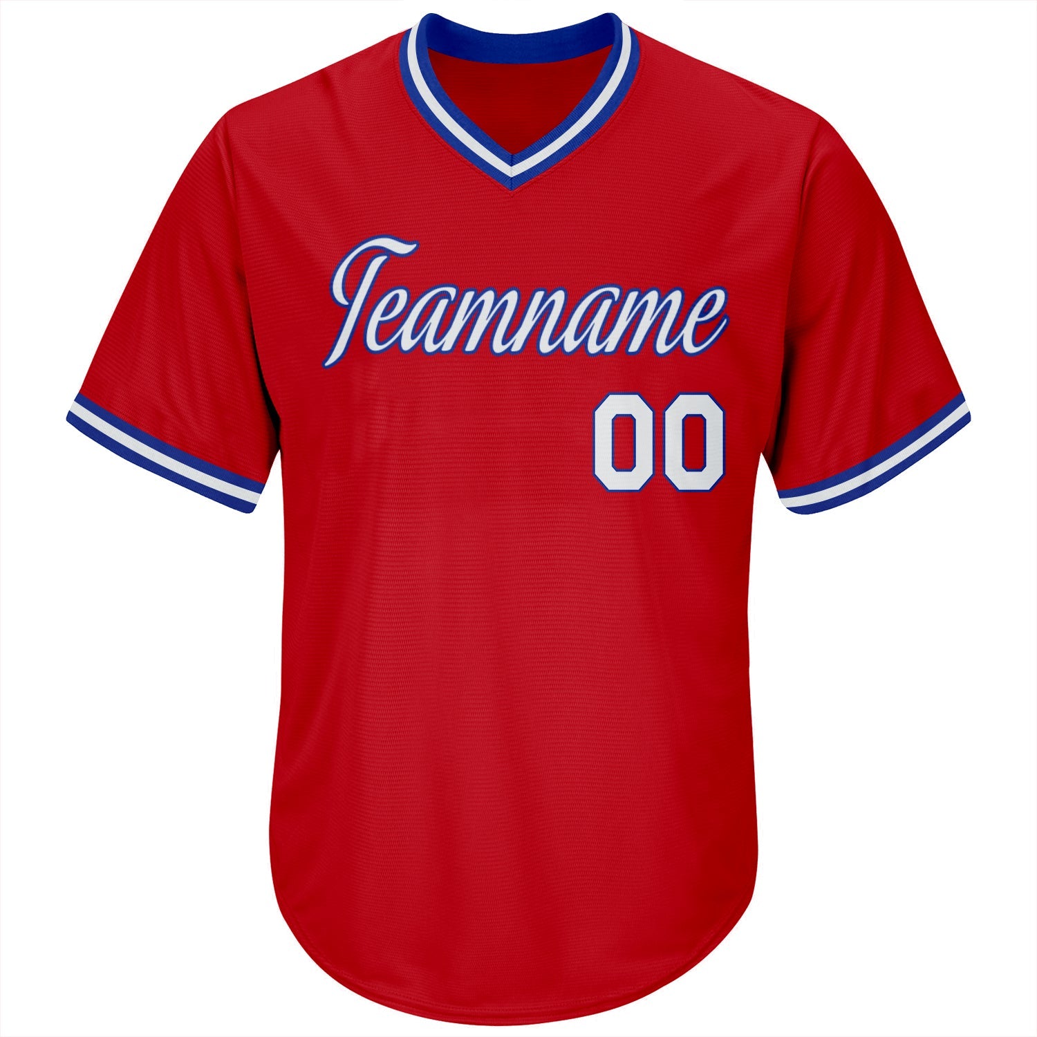 Custom Red White-Royal Authentic Throwback Rib-Knit Baseball Jersey Shirt view 2