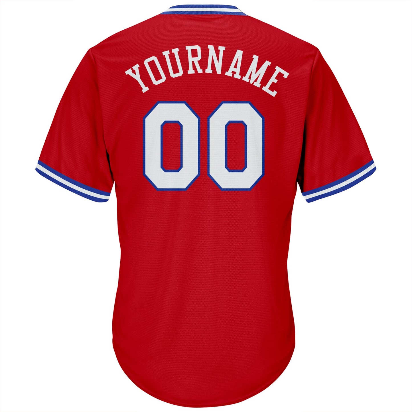 Custom Red White-Royal Authentic Throwback Rib-Knit Baseball Jersey Shirt view 3