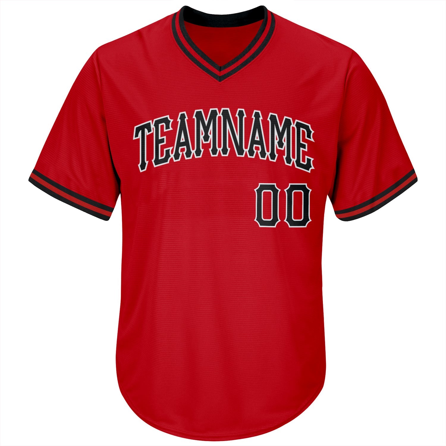 Custom Red Black-White Authentic Throwback Rib-Knit Baseball Jersey Shirt view 2