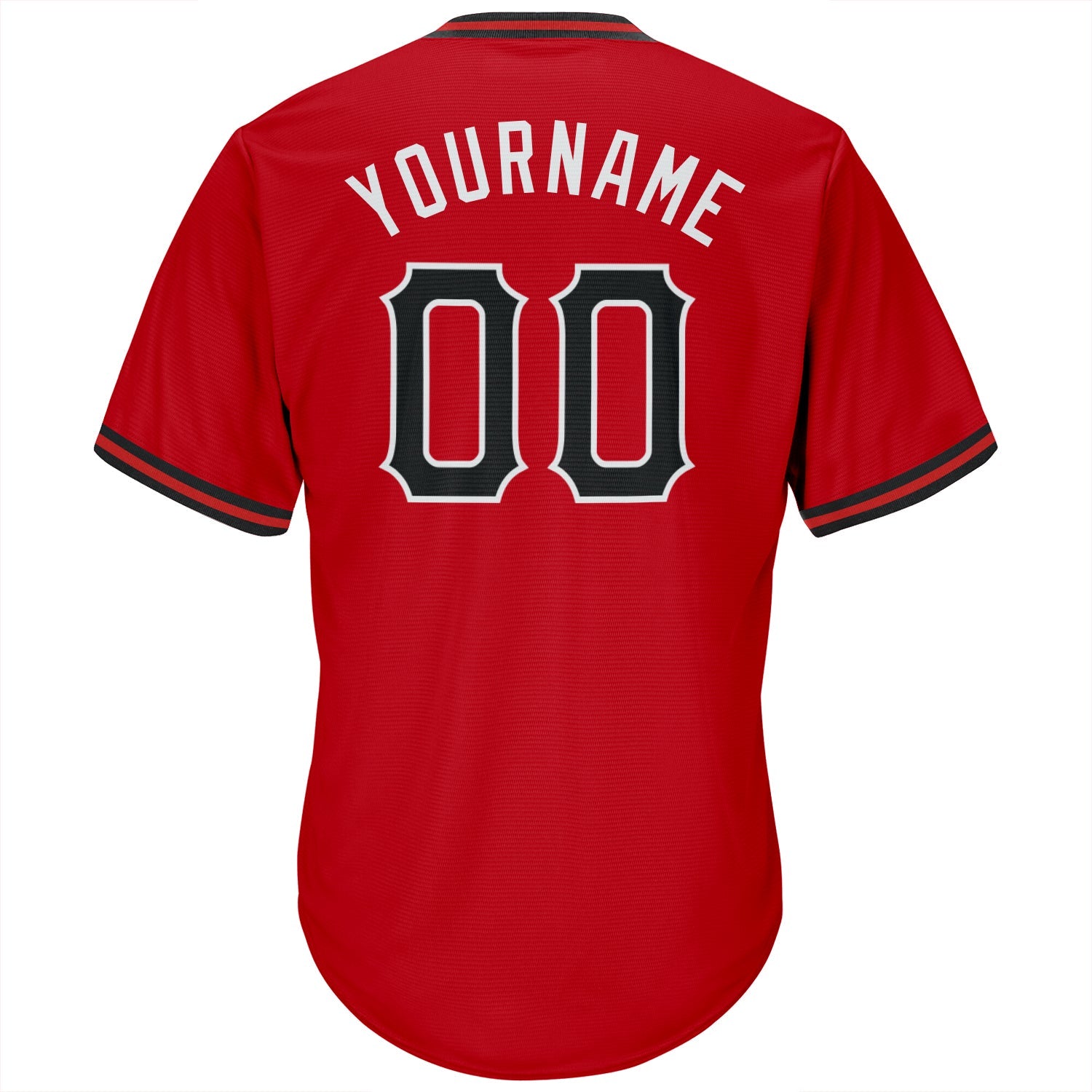 Custom Red Black-White Authentic Throwback Rib-Knit Baseball Jersey Shirt view 3