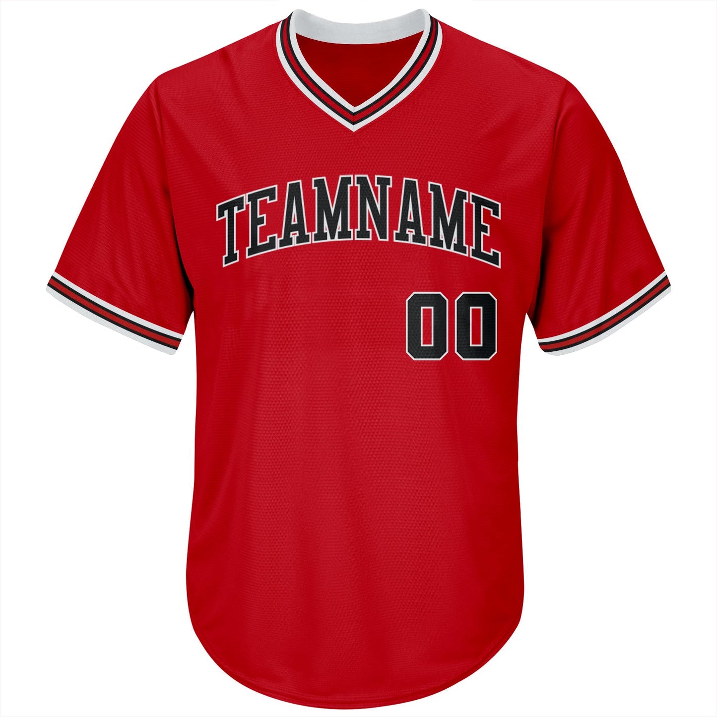 Custom Red Black-White Authentic Throwback Rib-Knit Baseball Jersey Shirt view 2