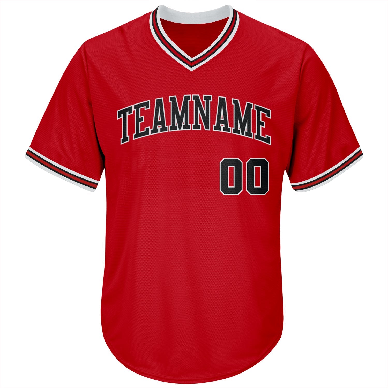 Custom Red Black-White Authentic Throwback Rib-Knit Baseball Jersey Shirt view 2