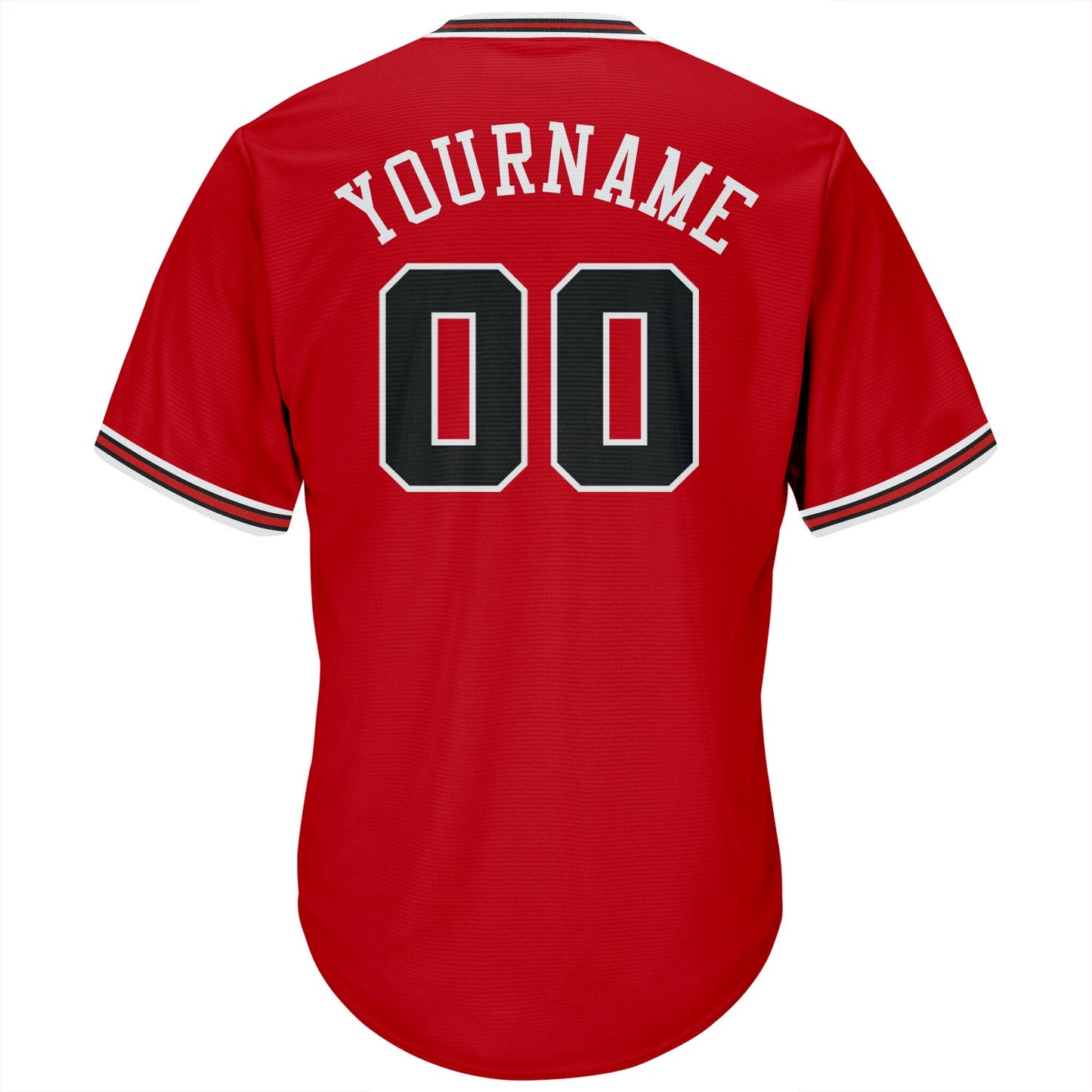 Custom Red Black-White Authentic Throwback Rib-Knit Baseball Jersey Shirt view 3