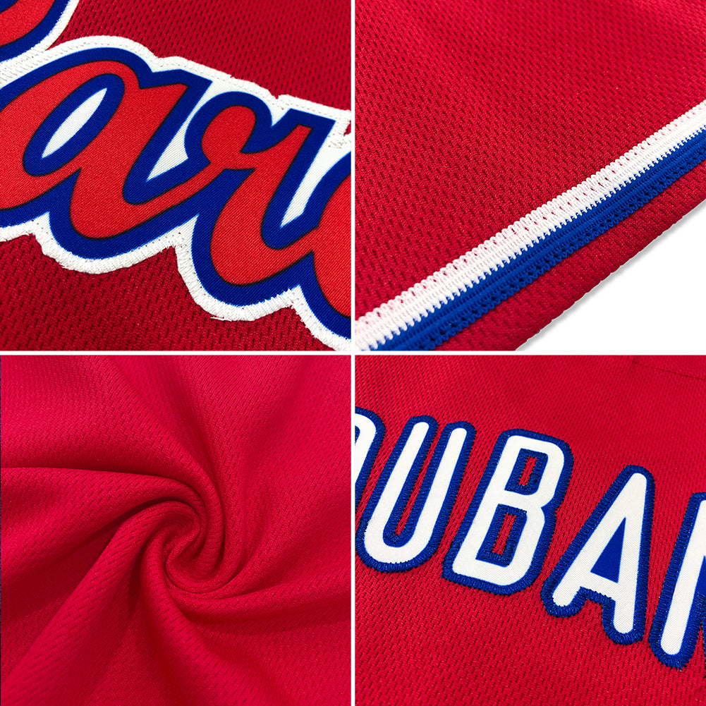 Custom Red White-Light Blue Authentic Throwback Rib-Knit Baseball Jersey Shirt view 7