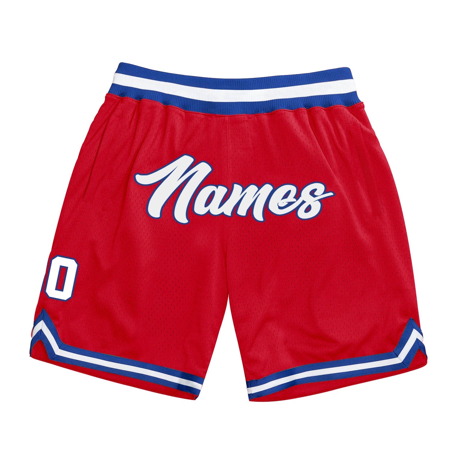 Custom Red White-Royal Authentic Throwback Basketball Shorts - Main View