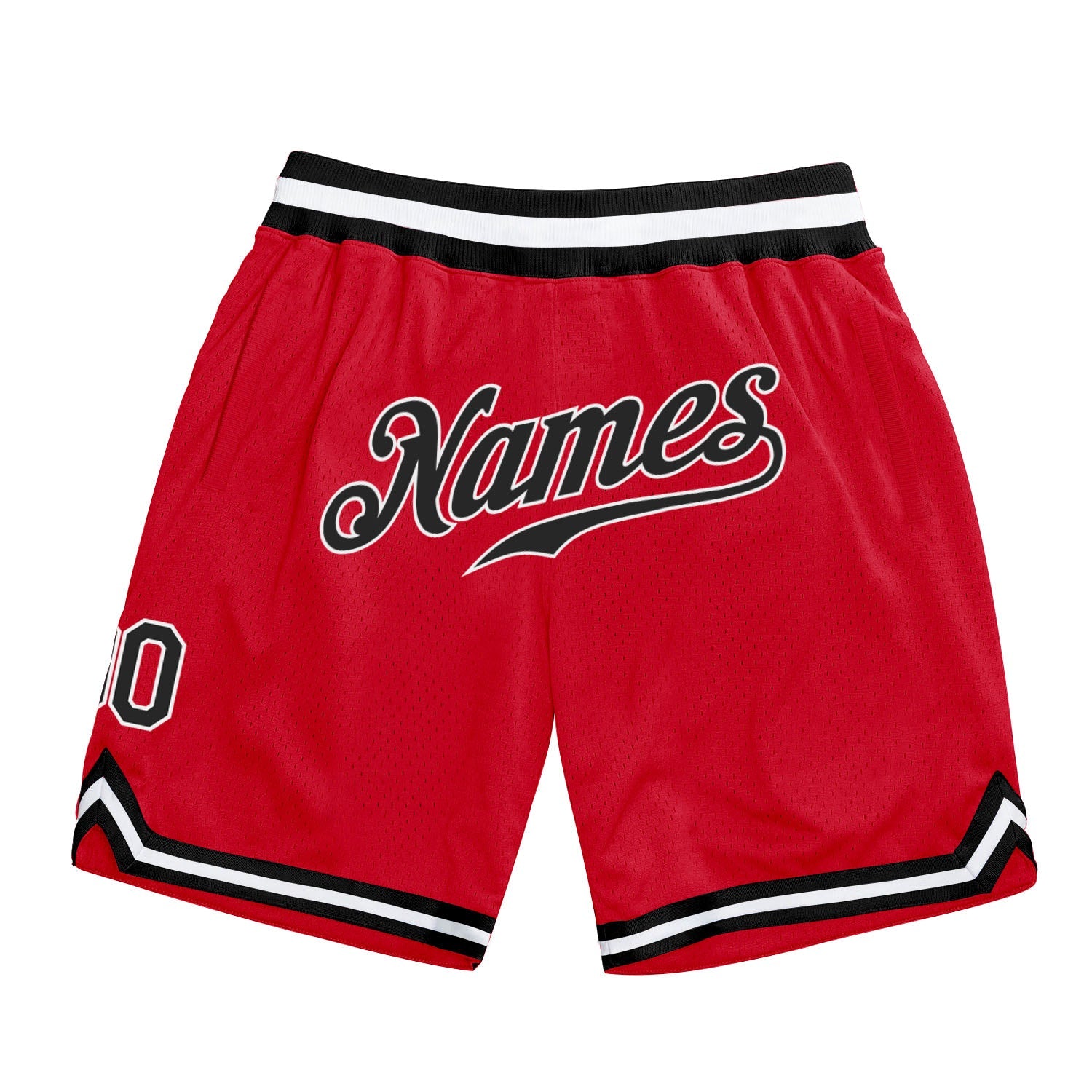 Custom Red Black-White Authentic Throwback Basketball Shorts - Main View