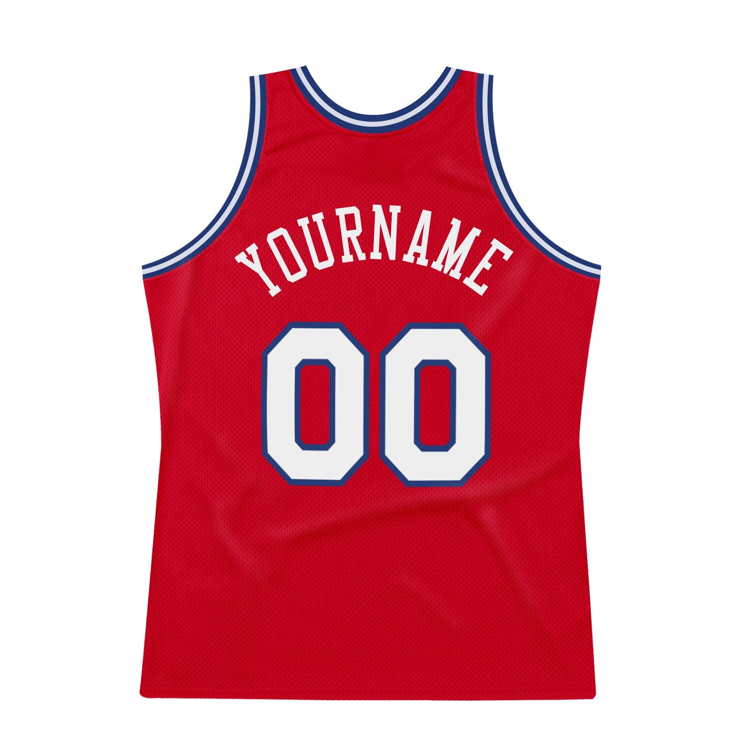 Custom Red White-Royal Authentic Throwback Basketball Jersey view 6
