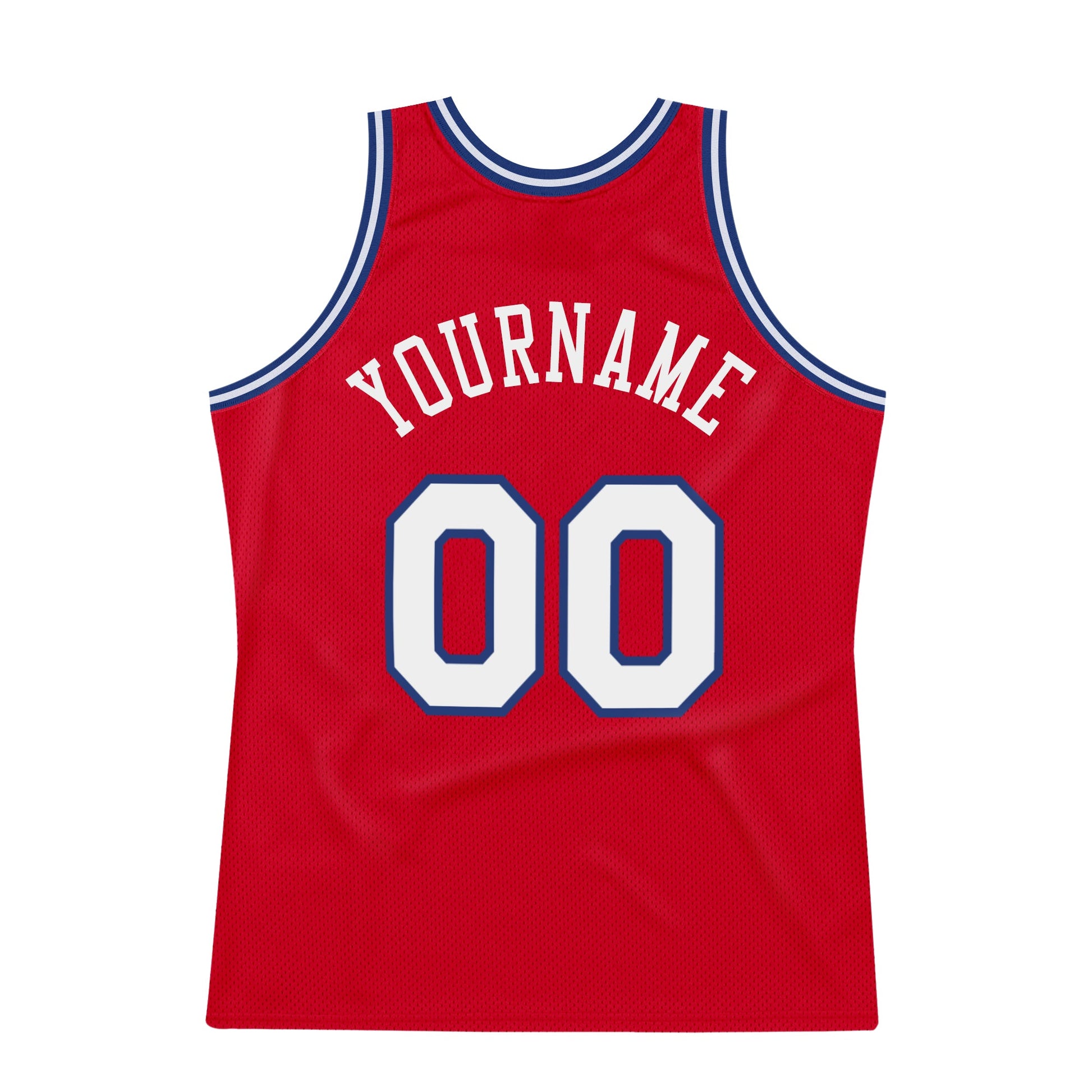 Custom Red White-Royal Authentic Throwback Basketball Jersey view 6