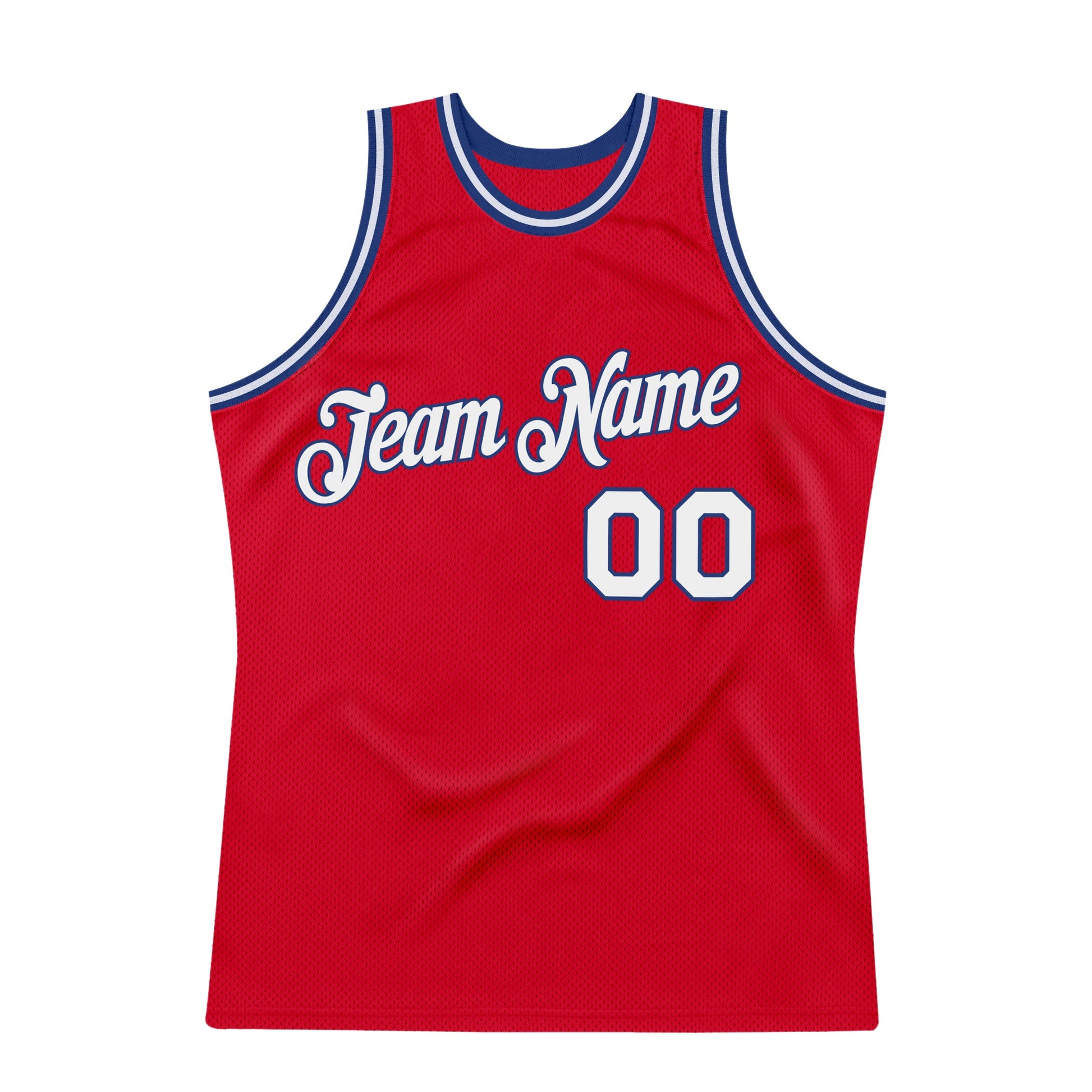 Custom Red White-Royal Authentic Throwback Basketball Jersey view 7