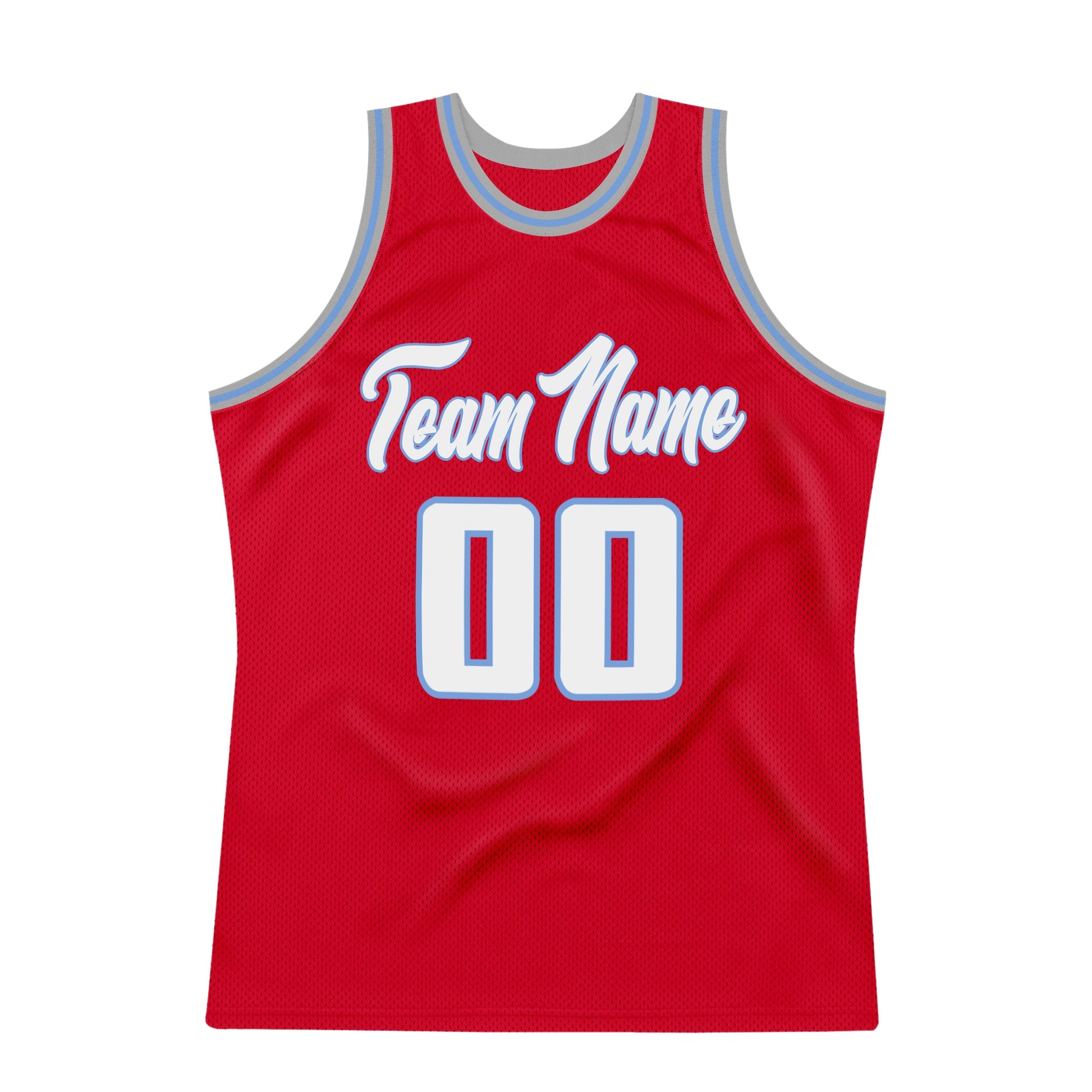 Custom Red White-Light Blue Authentic Throwback Basketball Jersey view 7