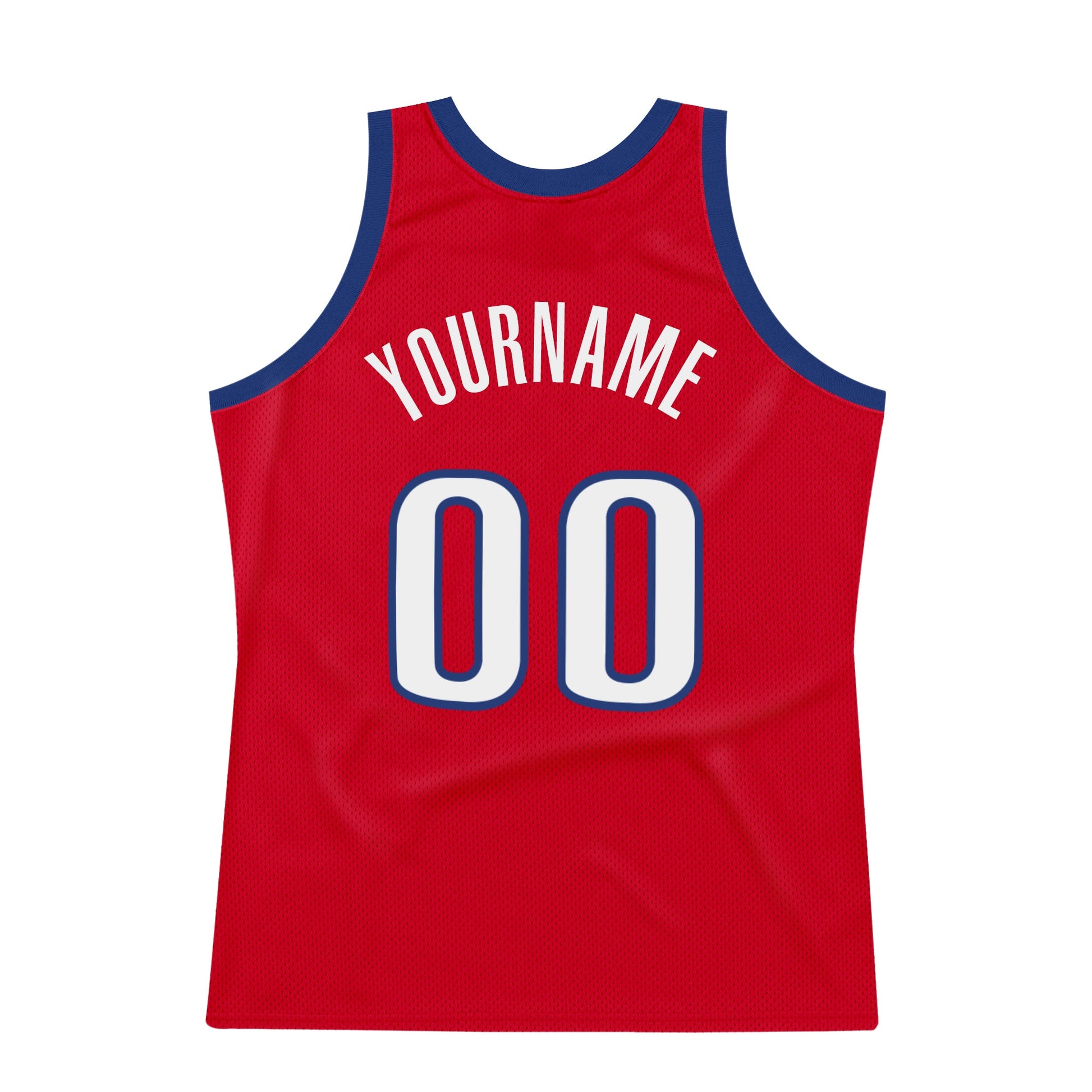 Custom Red White-Royal Authentic Throwback Basketball Jersey view 6