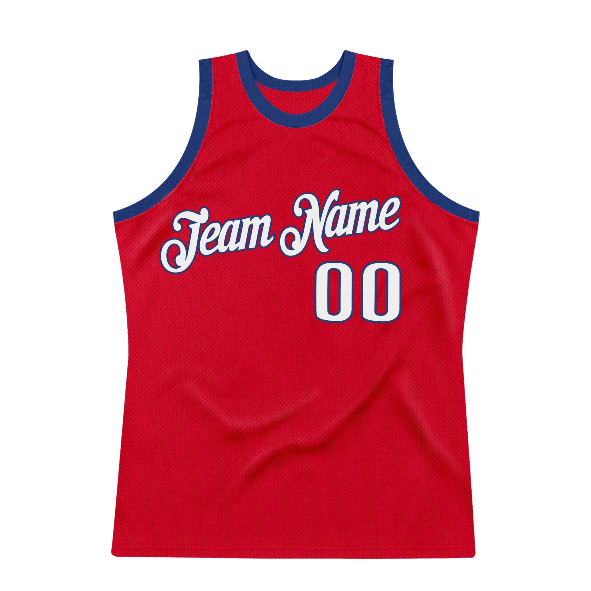 Custom Red White-Royal Authentic Throwback Basketball Jersey view 7