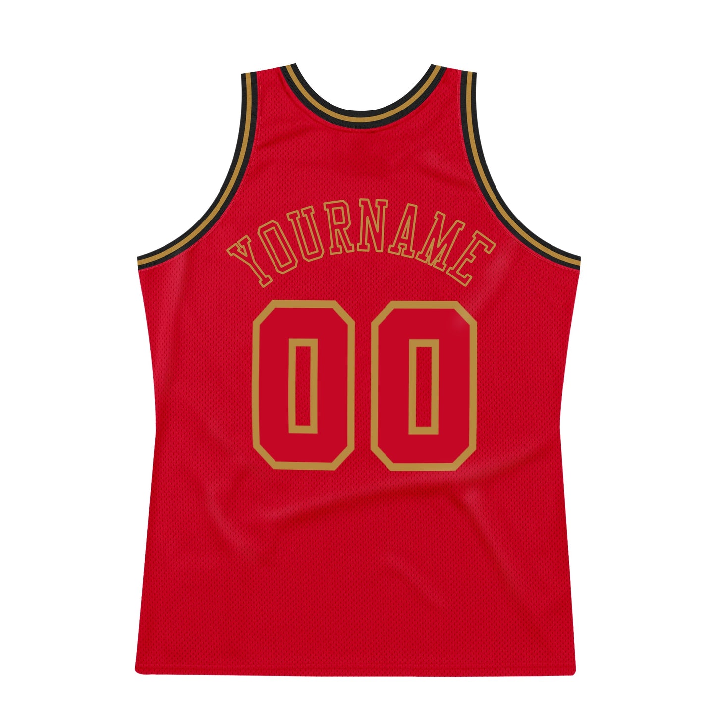 Custom Red Red-Old Gold Authentic Throwback Basketball Jersey view 6