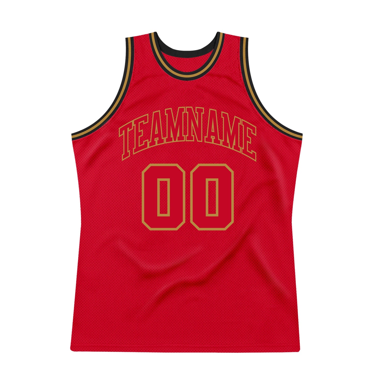 Custom Red Red-Old Gold Authentic Throwback Basketball Jersey view 7