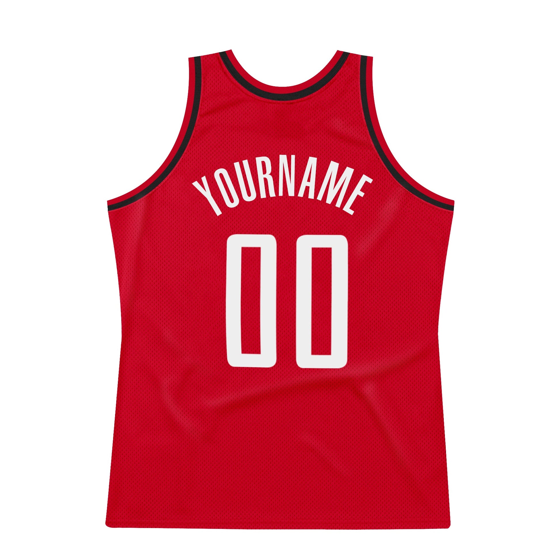 Custom Red White-Black Authentic Throwback Basketball Jersey view 6