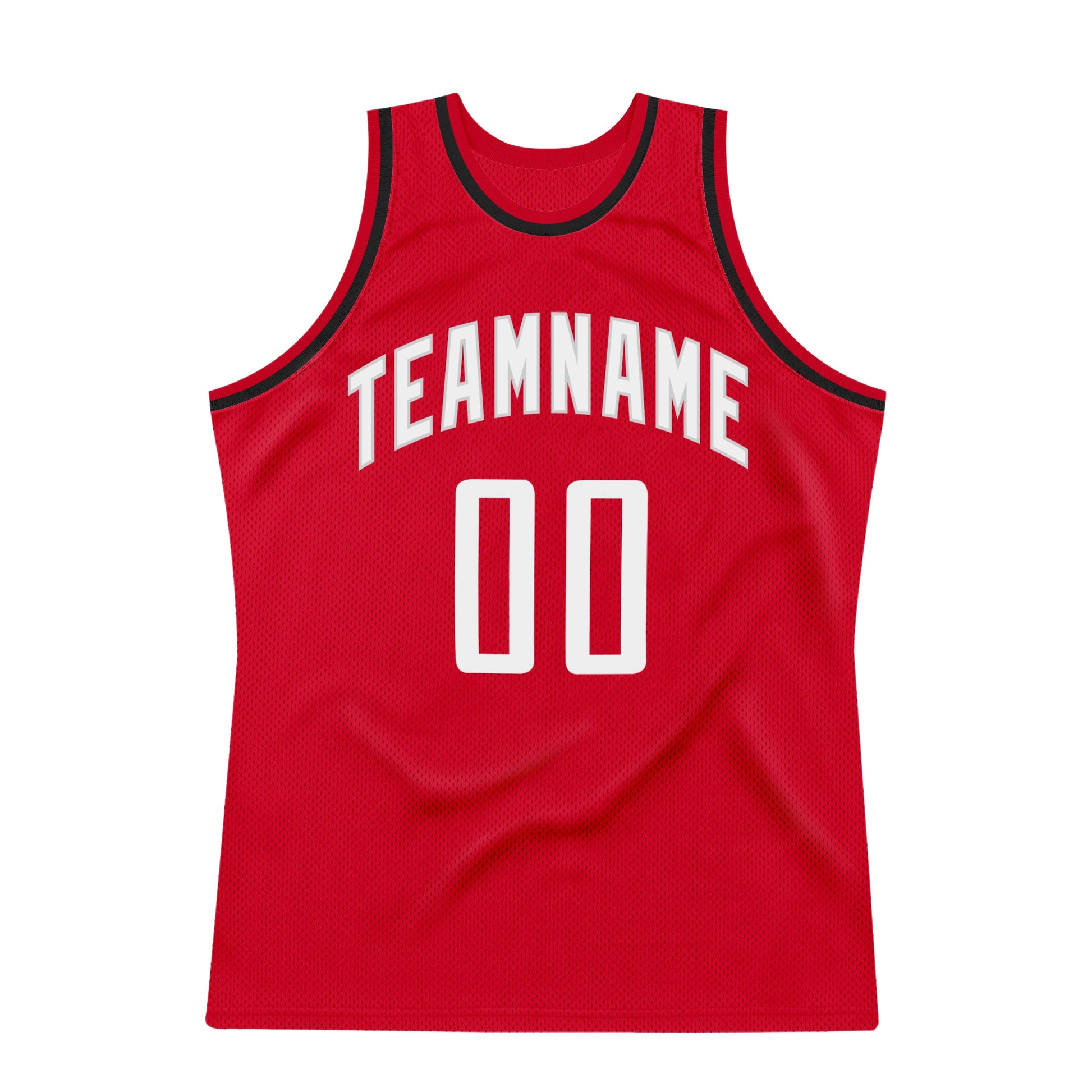 Custom Red White-Black Authentic Throwback Basketball Jersey view 7