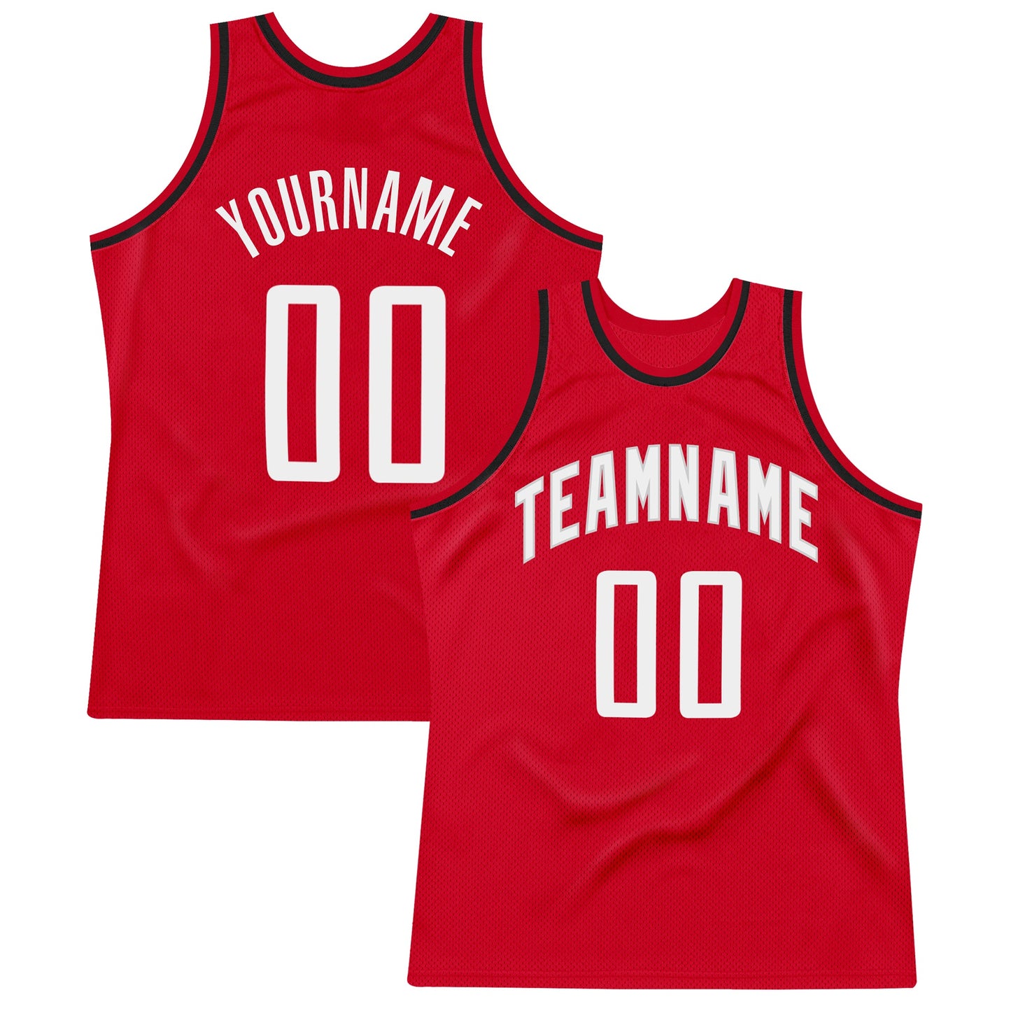 Custom Red White-Black Authentic Throwback Basketball Jersey - Main View