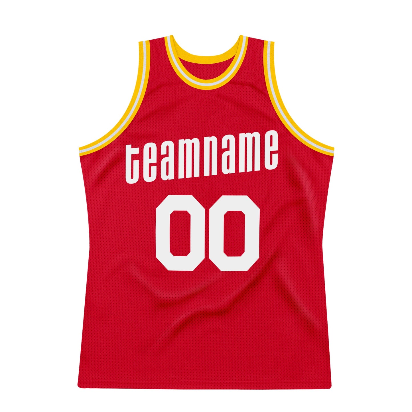 Custom Red White-Gold Authentic Throwback Basketball Jersey view 7