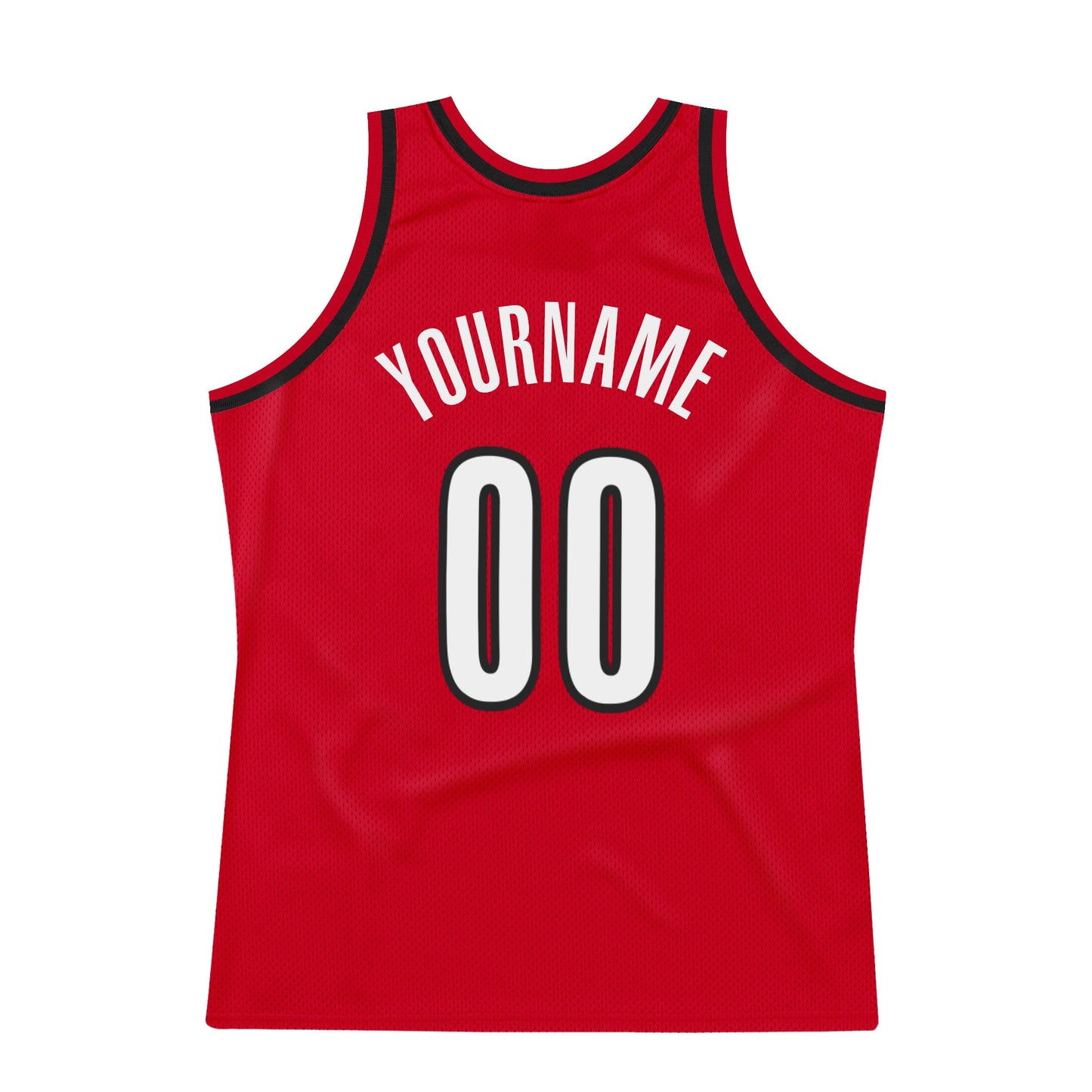 Custom Red White-Black Authentic Throwback Basketball Jersey view 6