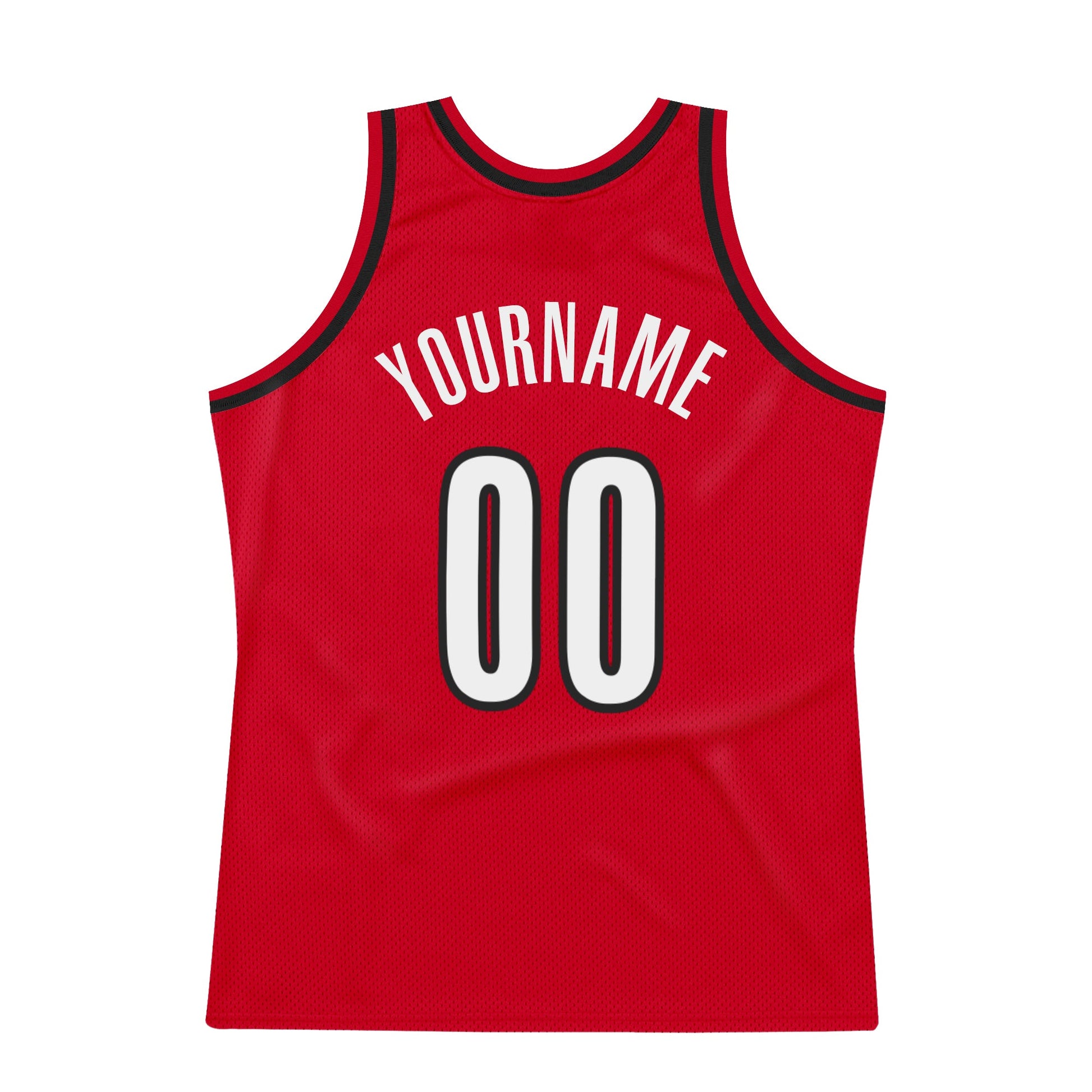 Custom Red White-Black Authentic Throwback Basketball Jersey view 6