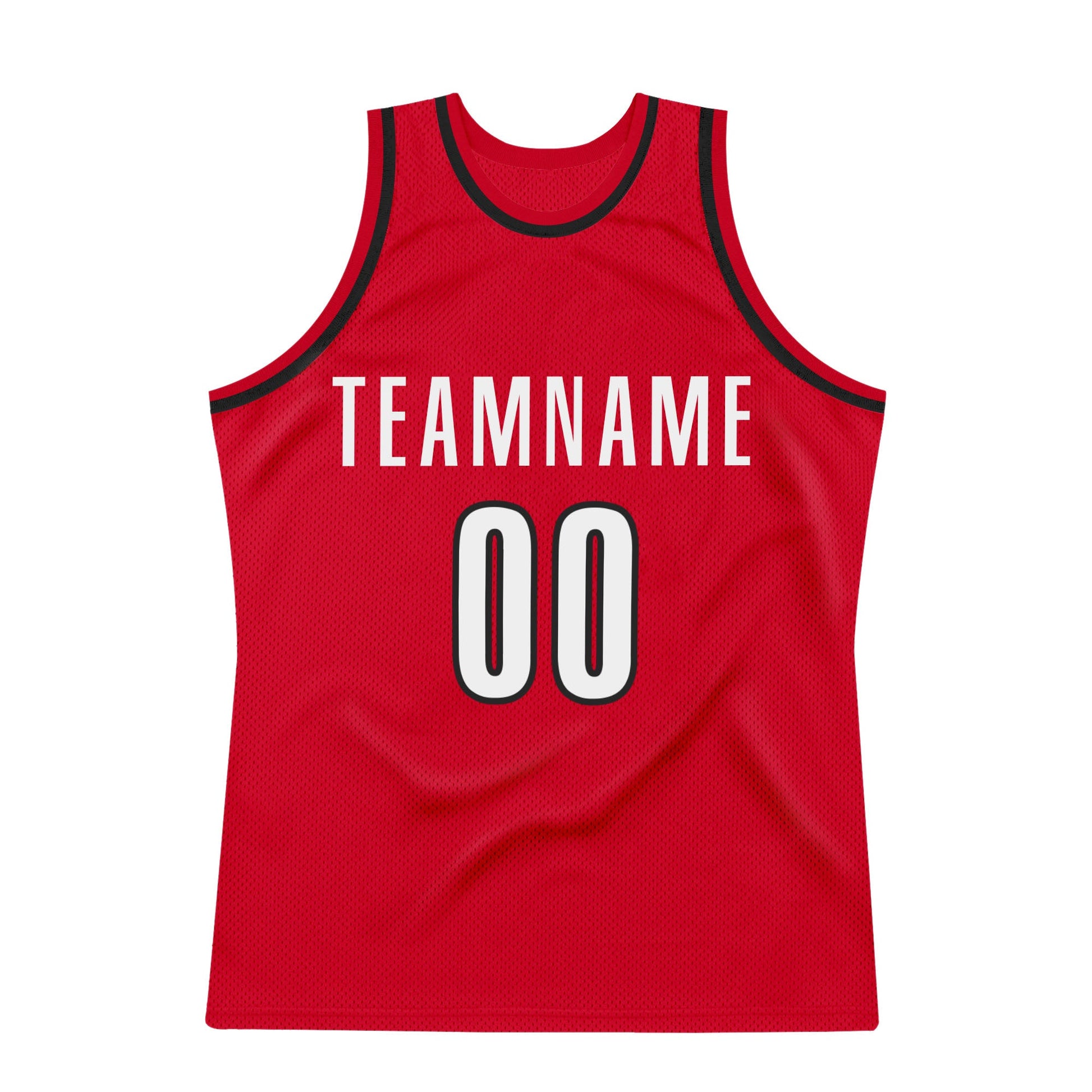 Custom Red White-Black Authentic Throwback Basketball Jersey view 7