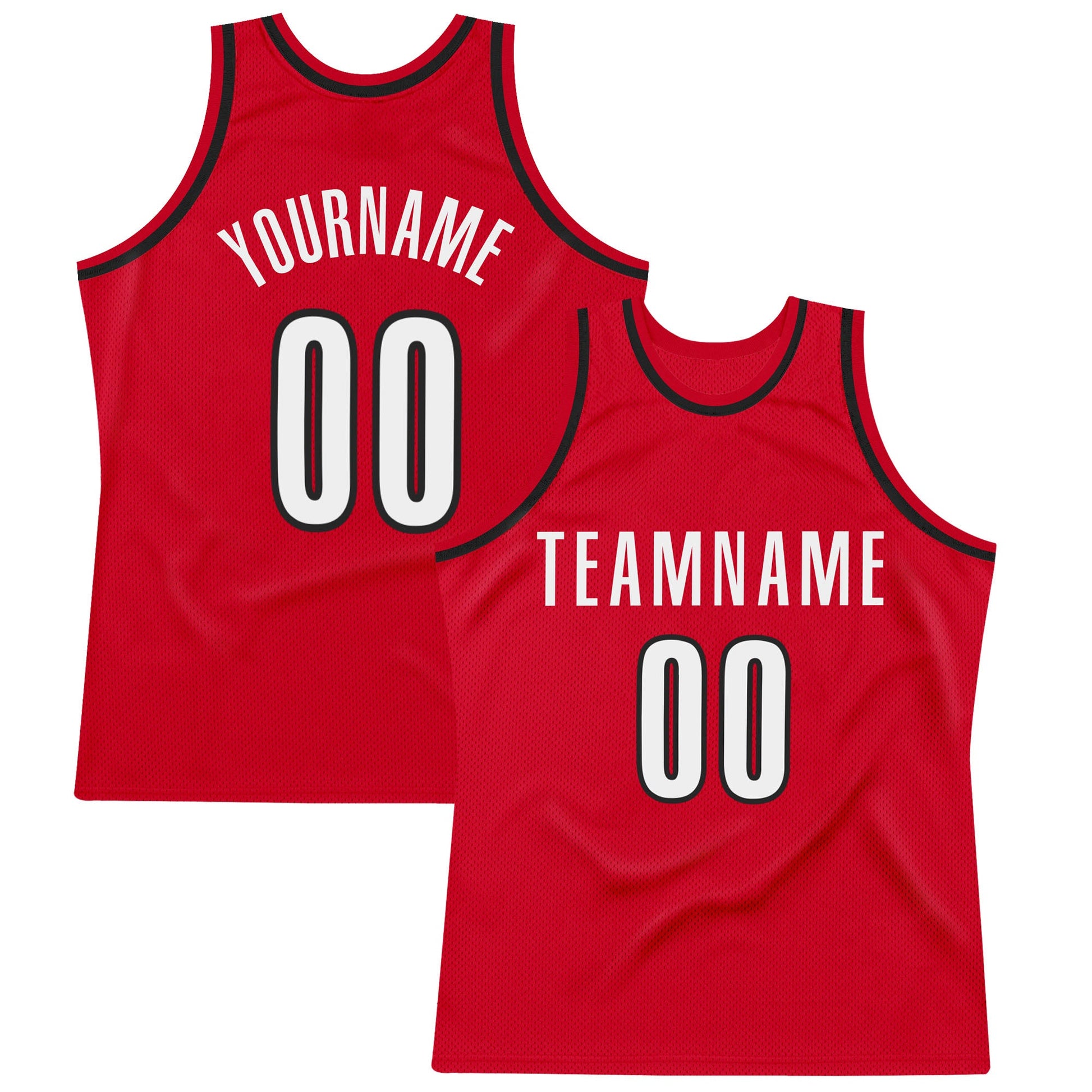 Custom Red White-Black Authentic Throwback Basketball Jersey - Main View