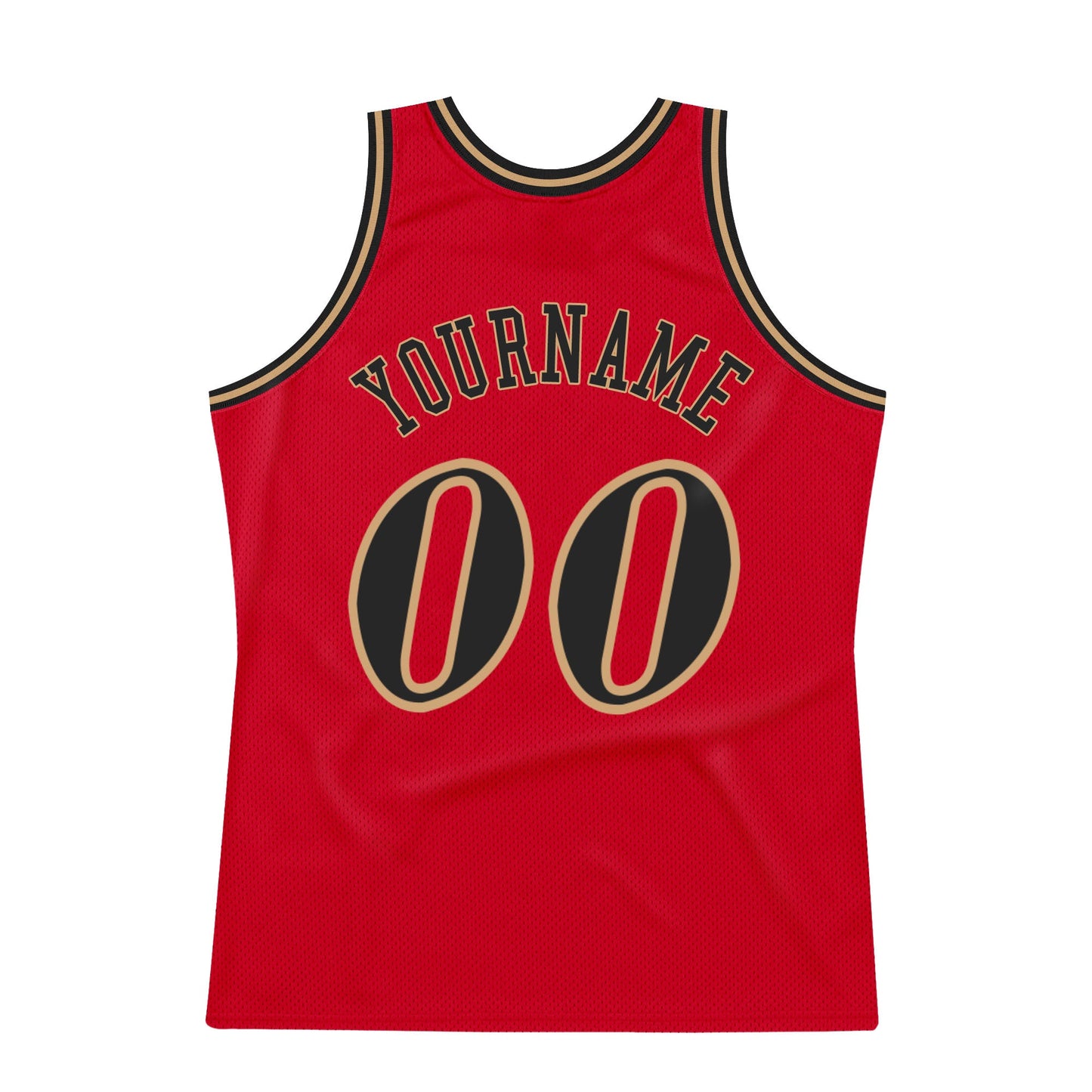 Custom Red Black-Old Gold Authentic Throwback Basketball Jersey view 6