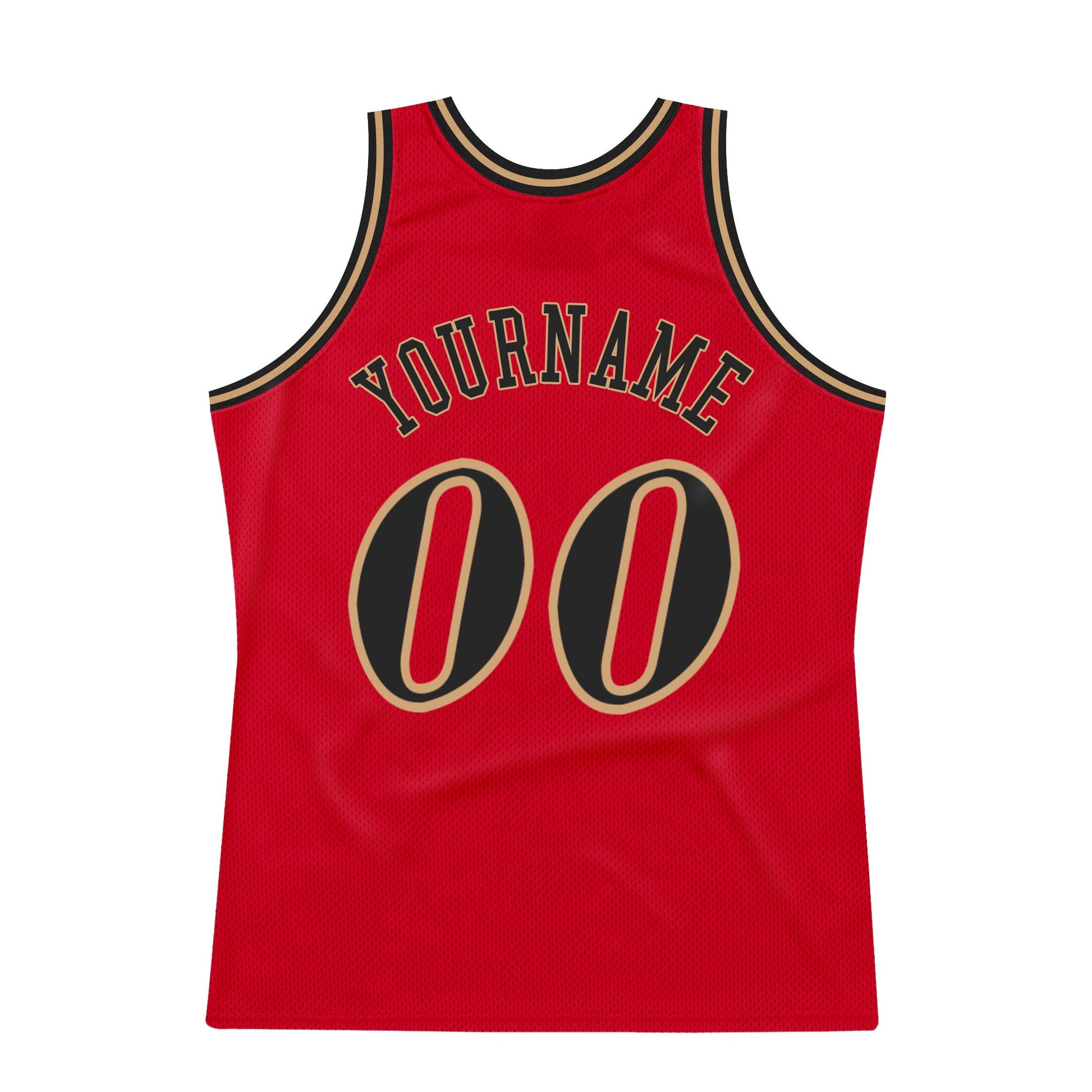 Custom Red Black-Old Gold Authentic Throwback Basketball Jersey view 6