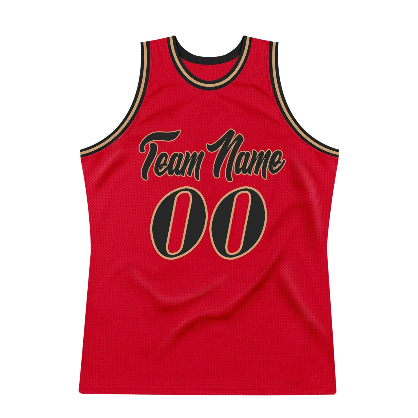 Custom Red Black-Old Gold Authentic Throwback Basketball Jersey view 7