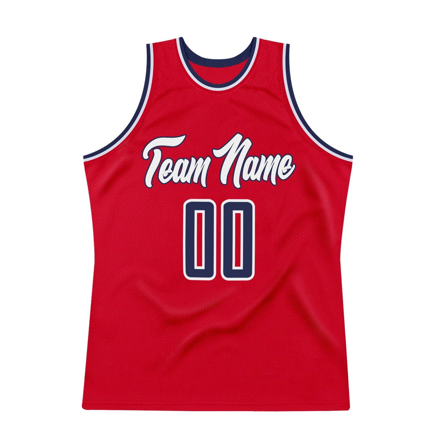 Custom Red Navy-White Authentic Throwback Basketball Jersey view 7