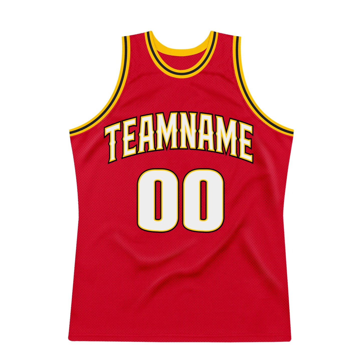 Custom Red White-Gold Authentic Throwback Basketball Jersey view 7