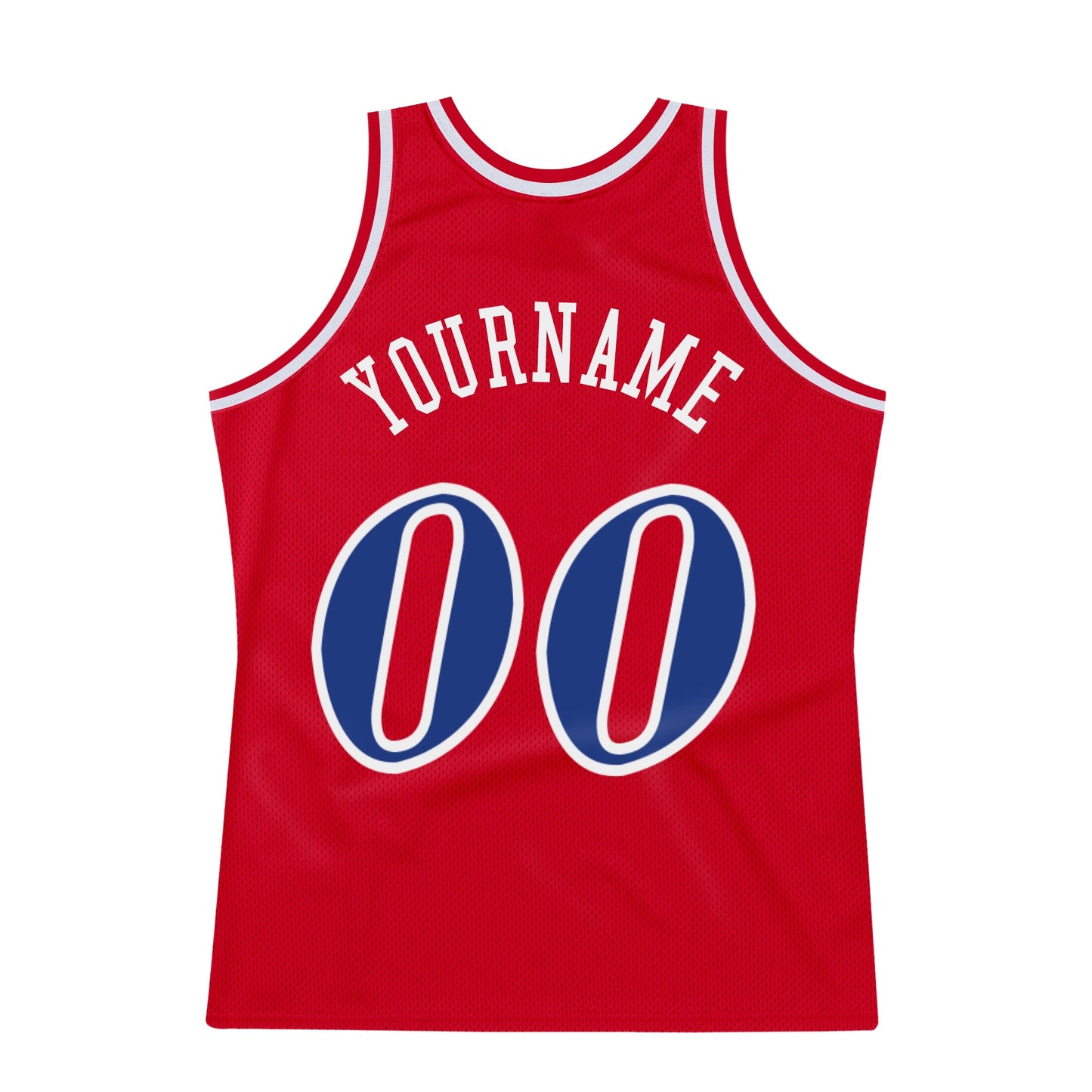 Custom Red Royal-White Authentic Throwback Basketball Jersey view 5