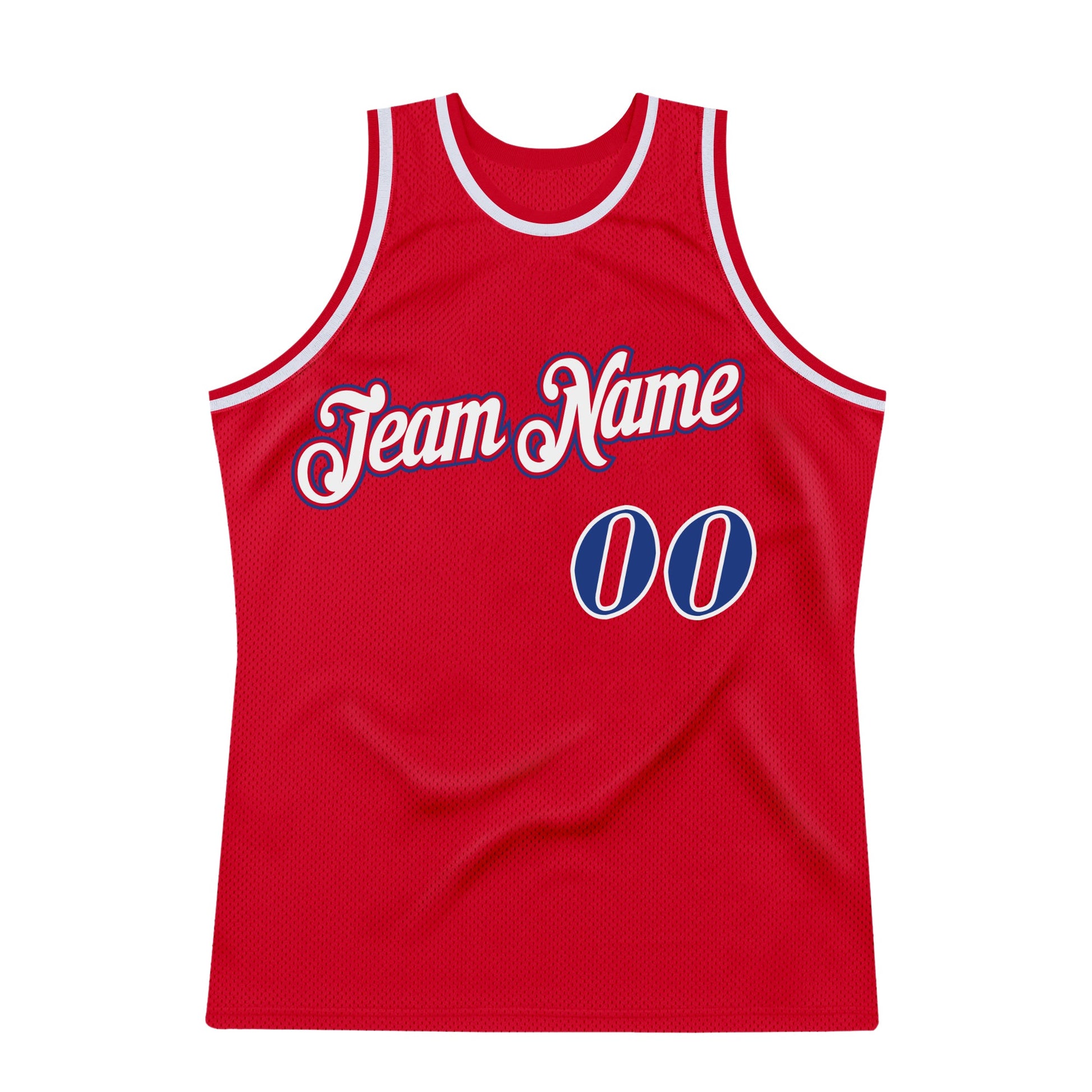 Custom Red Royal-White Authentic Throwback Basketball Jersey view 6