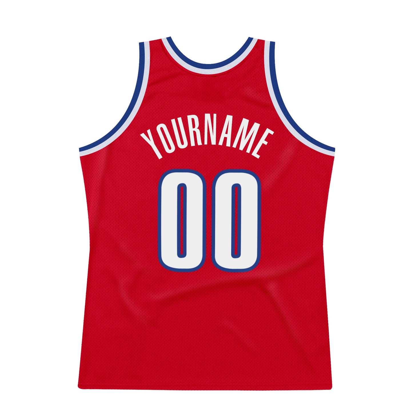 Custom Red White-Royal Authentic Throwback Basketball Jersey view 5