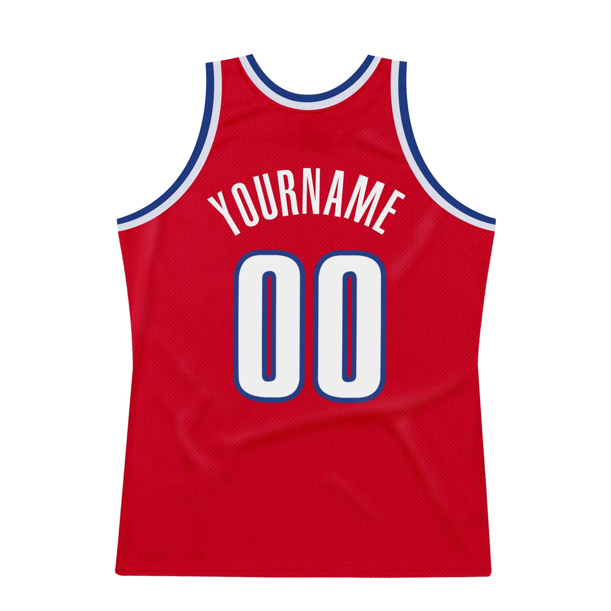 Custom Red White-Royal Authentic Throwback Basketball Jersey view 5