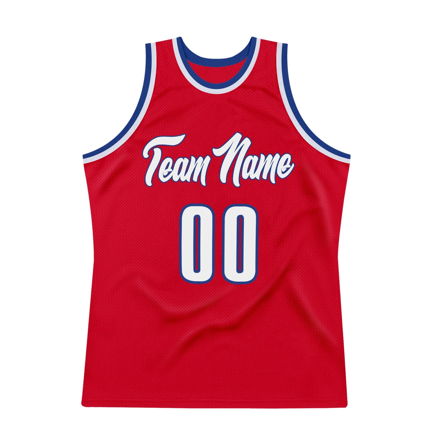 Custom Red White-Royal Authentic Throwback Basketball Jersey view 6
