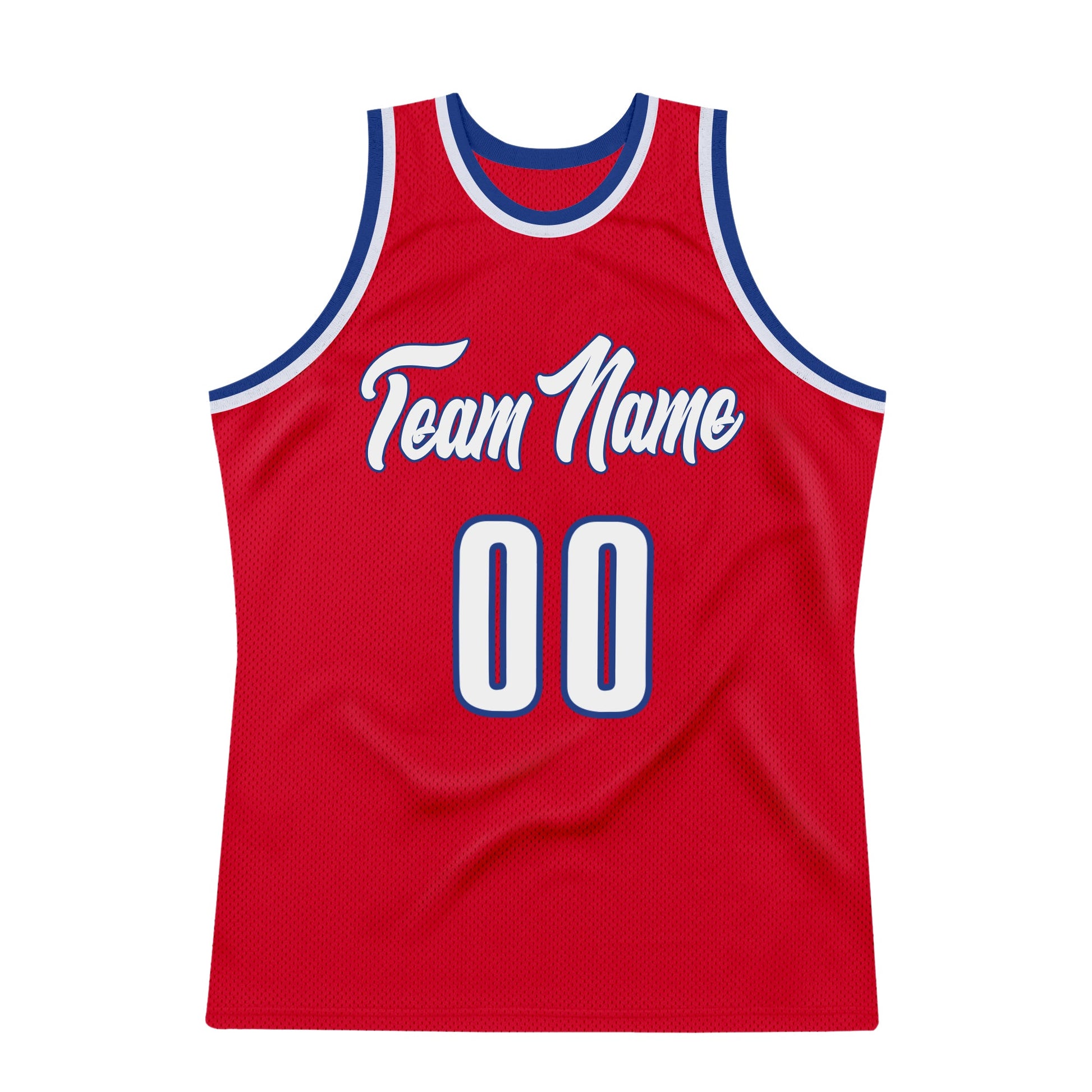 Custom Red White-Royal Authentic Throwback Basketball Jersey view 6