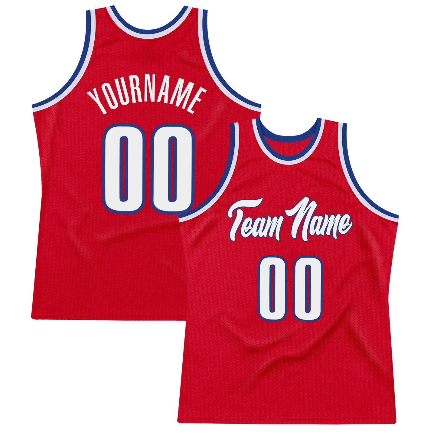 Custom Red White-Royal Authentic Throwback Basketball Jersey - Main View