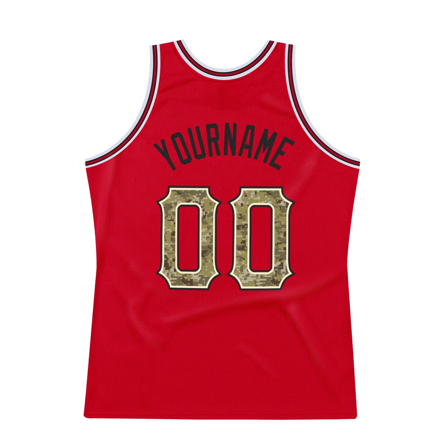 Custom Red Camo-Black Authentic Throwback Basketball Jersey view 5