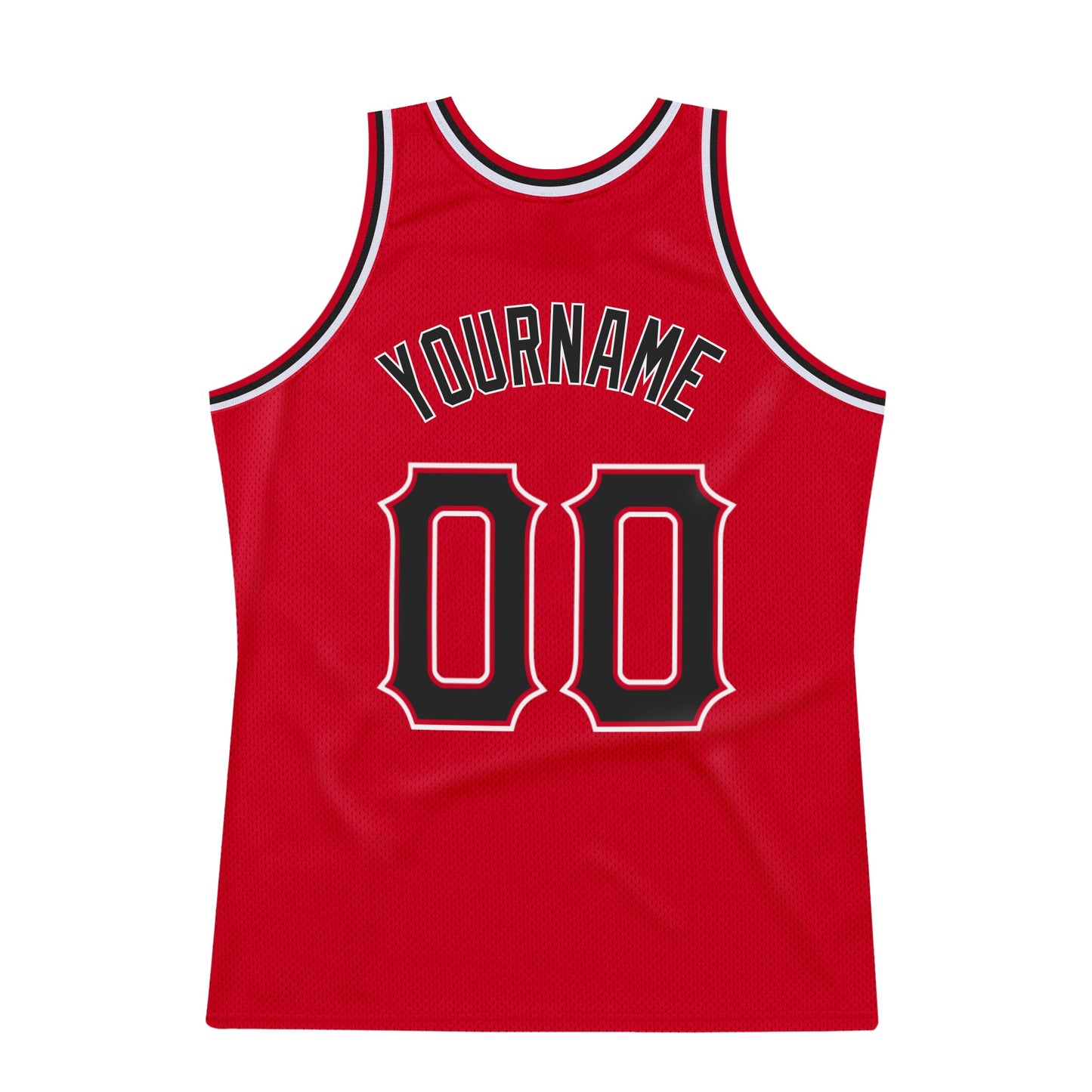 Custom Red Black-White Authentic Throwback Basketball Jersey view 5