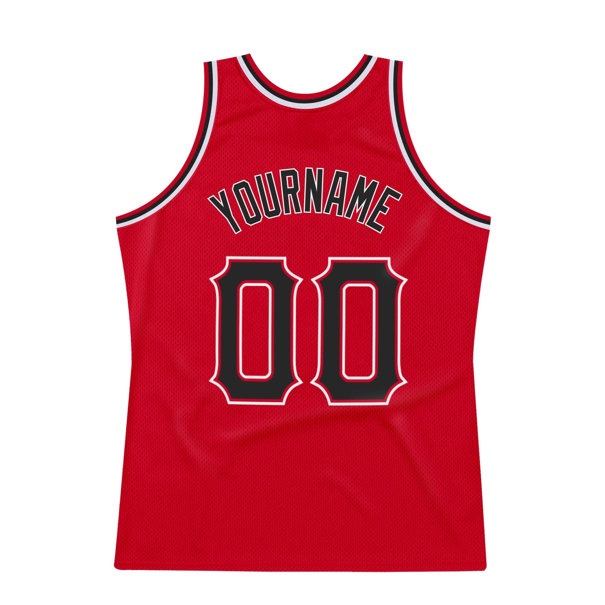 Custom Red Black-White Authentic Throwback Basketball Jersey view 5