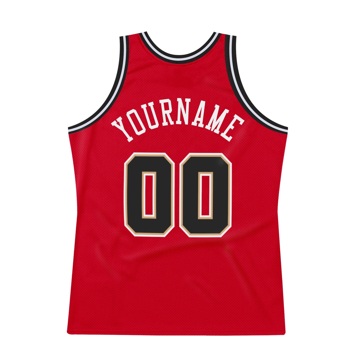Custom Red Black-White Authentic Throwback Basketball Jersey view 5