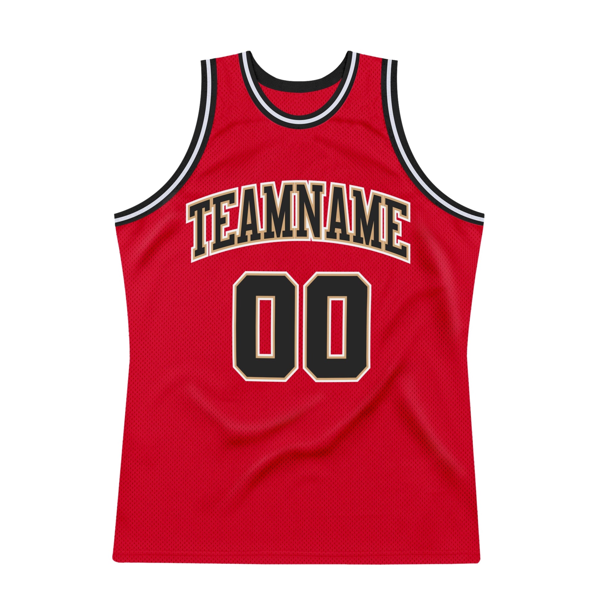 Custom Red Black-White Authentic Throwback Basketball Jersey view 6