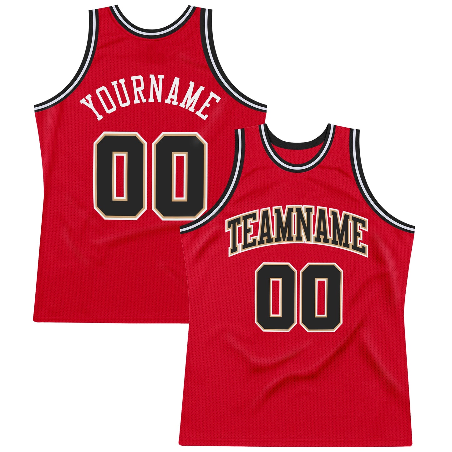Custom Red Black-White Authentic Throwback Basketball Jersey - Main View