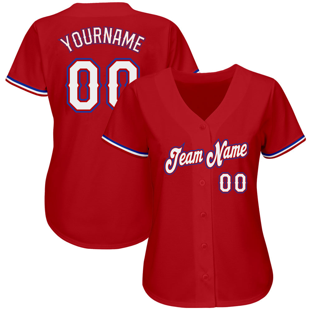 Custom Red White-Royal Authentic Baseball Jersey view 2