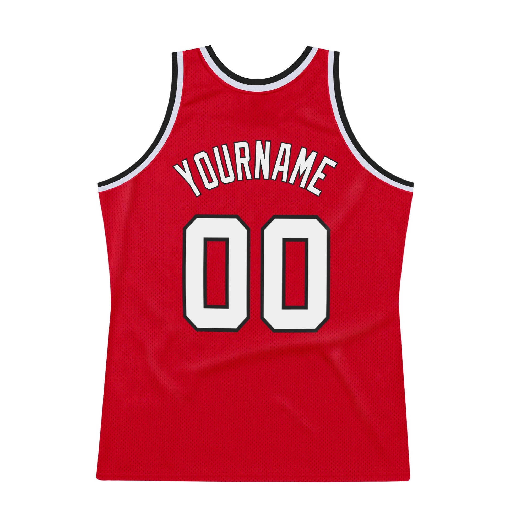 Custom Red White-Black Authentic Throwback Basketball Jersey view 7